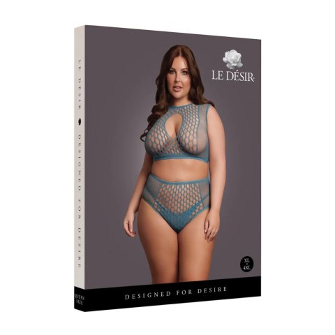 Duo Net Key-Hole Bra Set - Queen Size - Blue