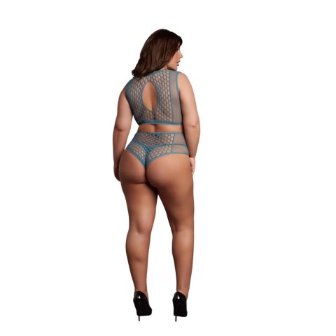 Duo Net Key-Hole Bra Set - Queen Size - Blue