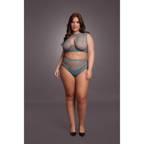 Duo Net Key-Hole Bra Set - Queen Size - Blue