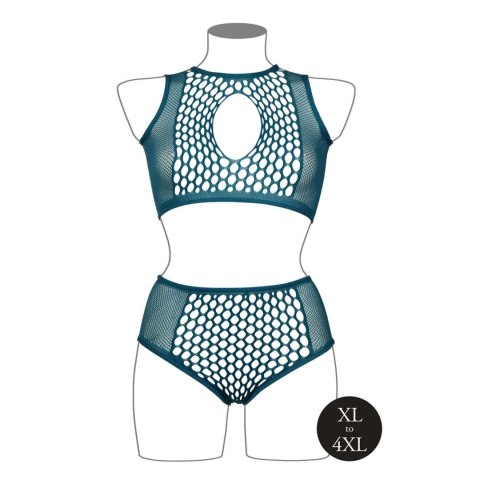 Duo Net Key-Hole Bra Set - Queen Size - Blue