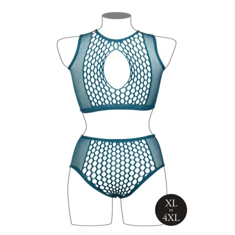 Duo Net Key-Hole Bra Set - Queen Size - Blue