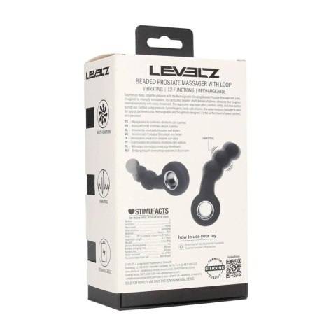 Vibrating Beaded Silicone Prostate Massager with Loop - Black