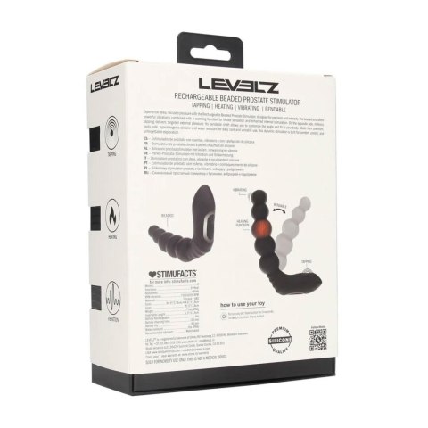 Vibrating Heating Bendable Tapping Beaded Silicone Prostate Stimulator - Black