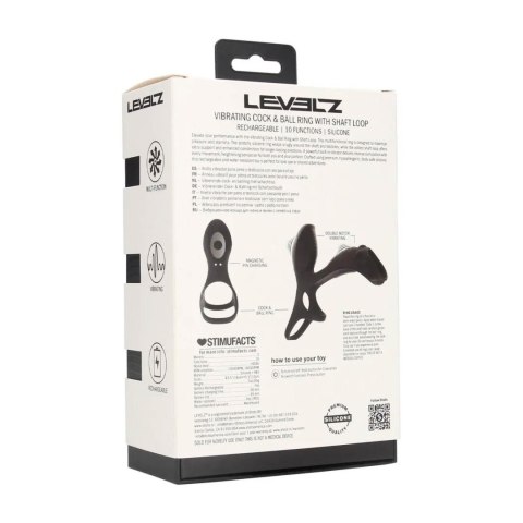 Vibrating Silicone Cock and Ball Ring with Shaft Loop - Black