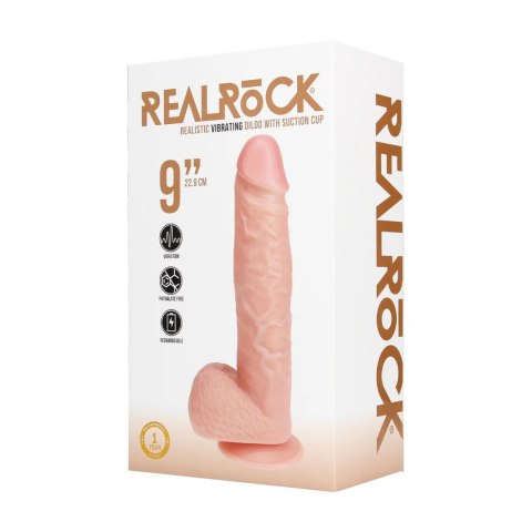 Vibrating Regular Straight Cock with Balls - 23 cm - Flesh