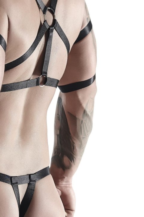 Męski komplet z gumy: t-shirt z ozdobami z tyłu i przodu, 2 pack stringi S/M